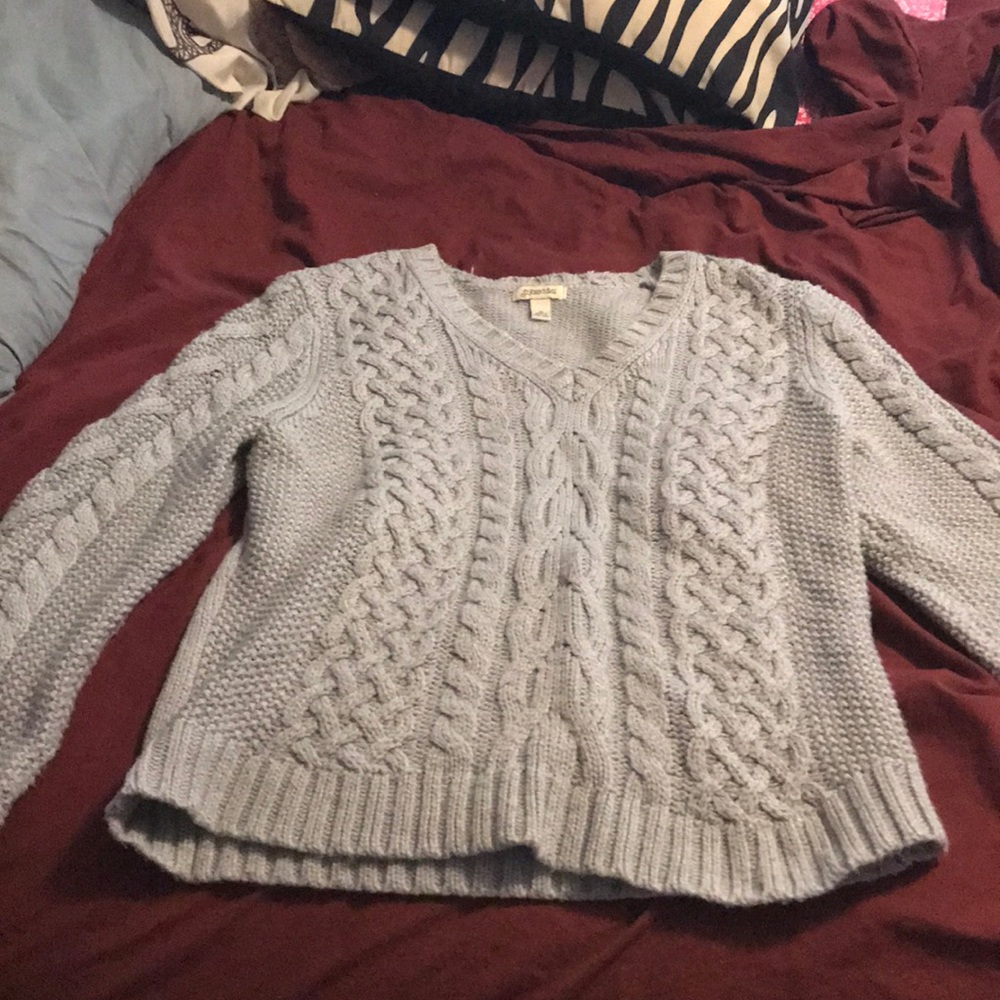 Gray crochet sweater